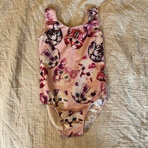 Pink Cat Print Leotard